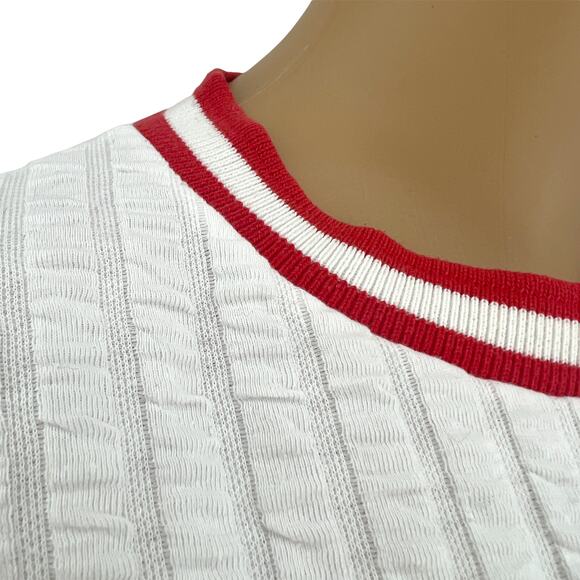 Koret LARGE USA VINTAGE 90's Women's White Striped Pullover Windbreaker Jacket - Picture 4 of 8